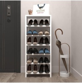 Resim Kenzlife Ayakkabılık Mısri Mat Beyaz Suntalam 095 040 20 Oniki Çift Ayakkabı Kapasitesi Arkalıksız Beyaz 