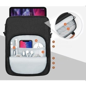 Resim Zyzqstore 13-13.3 İpad Uyumlu Saklama Çantası, Çoklu Bölme, Yüksek Kapasiteli, Koyu Gri Postacı 