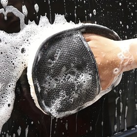 Resim Çift Başlı Araba Temizleme Fırçası, Mikrofiber Bez ve Eldiven ile - Dış ve İç Detay Temizliği için Yumuşak Sünger, Ergonomik Sap, Dayanıklı Emici Malzeme, Araç Detay Aksesuarı, Nazik Yüzey Temizliği 