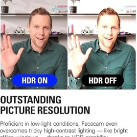 Resim Facecam MK.2-1080P60 Full Hd Web Kamerası, Ultra Düşük Gecikmeli Akış, Pro Düşük Işık Performansı, Gerçeğe Uygun Renkler, Dslr Tarzı Uygulama Kontrolü, Hdr, Yakınlaştırma/takımlar Için, Pc/mac 