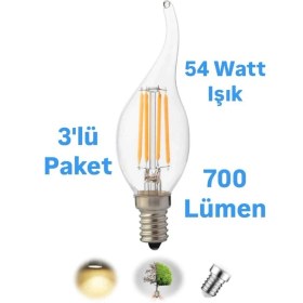 Resim Horoz 6 Watt Günışığı E14 Duylu Rustik Ampul Kıvrık 700 Lümen Avize Ampulü İnce Duylu Mum Ampul 