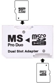 Resim POPKONSOL Sony Psp Memory Stick Pro Duo Adaptör Dual Slot Psp Hafıza Kartı Adaptör Dual Mikro Sd Kart Çevirici 