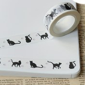 Resim 1 Rulo - Kendin Yap Kedi Temalı Washi Bant, Siyah Kediler & Pembe Kalpler ile Fantastik Kedi Tasarımları, Kağıt Malzeme, Tüy Yok, El İşi, Scrapbooking, Hediye Paketleme, Parti Süslemeleri & Küçük İşletme Malzemeleri, Kedi Aksesuarları için Mükemmel 