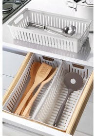 Resim Snippy Nivo - 3'lü Çekmece İçi Kaşıklık Seti Organizer Mutfak Düzenleyici Bıçaklık Kepçelik Beyaz Beyaz 