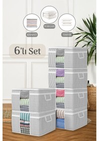 Resim 6'lı Maxi Pencereli Baza Altı Hurç - Yastık Kıyafet Saklama Hurcu 45 X 40 X 30 Cm Çok Renkli 
