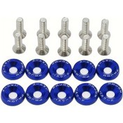 Resim Hightower 20 Adet Mavi Parlak Alüminyum M6 X 20 Jant Pulu Plaka Vidaları Araç Dekorasyon 
