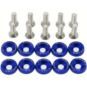 Resim Hightower 20 Adet Mavi Parlak Alüminyum M6 X 20 Jant Pulu Plaka Vidaları Araç Dekorasyon 
