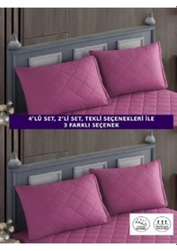 Resim 1 Adet %100 Pamuk Kapitone Fermuarlı Sıvı Geçirmez Renkli Yastık Alezi Yastık Koruyucu Lila 