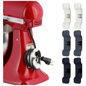 Resim 6'lı Pratik Kablo Toparlayıcı Yapışkanlı Klips Mutfak Air Fryer Kettle Kahve Tost Makinası Kablo Tutucu 
