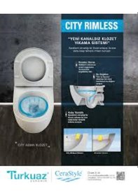 Resim Turkuaz Cerastyle Rimless Kanalsız City Asma Klozet ve Kapak Ultra Lüx Soft 