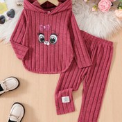 Resim 2 Adet Boho Tarzı Çocuk Kapüşonlu ve Pantolon Takımı, Polyester ve Spandex Karışımı, Hayvan Desenli, Aplike Detaylı, Dar Kesim, Sonbahar/Kış Çocuk Kıyafeti (12 Yaş ve Altı), Açık Hava İçin 