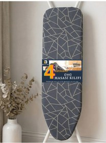 Resim Beylini Ütü Masası Kılıfı Yanmaz Lastikli Süngerli Ütü Masası Örtüsü Ayarlanabilir Ütü Masası Bezi Geometrik 50x150 Cm Koyu Gri 