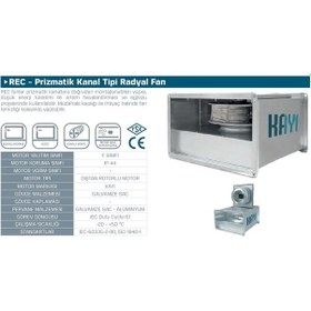Resim Kayıtes REC 50-25 Prizmatik Kanal Tipi Radyal Fan 1600 M³/H 