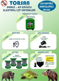 Resim Torsan 220v Adaptörlü Pro Plus 2000 Elektrikli Çit Sistemi Domuz - Ayı Kovucu 2000mt 