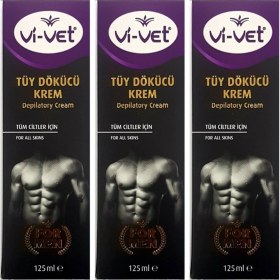 Resim Vi-Vet Erkek Tüy Dökücü Krem Tüm Ciltler İçin 125 ml x 3 Adet Etkili Formül 