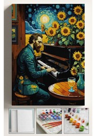Resim Sayılarla Boyama Tuval Seti Fırça Boya Dahil Çıtalı 40x50 Cm - Vincent Van Gogh Piano 