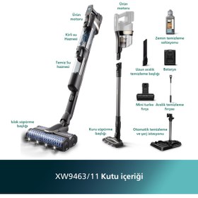 Resim Philips 9000 Serisi AquaTrio Kablosuz Dikey Süpürge, AquaSpin Başlık, PowerCyclone Aqua, XW9463/11 