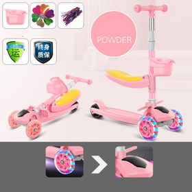 Resim Children'S Scooter Mi Gao Three-In-One Kids Skateboard Scooter Scooter - Pink / Flashing wheels and seats 