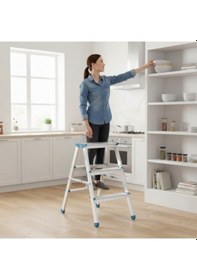 Resim River World Metal Alüminyum Merdiven Çift Basamaklı 3 + 3 