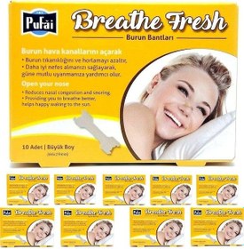 Resim Pufai Breathe Fresh Burun Bandı Büyük Boy 10'lu x 10 Paket 