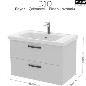 Resim Creavit D20 80 Cm İki Çekmeceli Lavabo Dolabı Beyaz Melamin Kapak Demonte Beyaz 