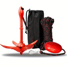 Resim Dış Mekan Kayağı Çapa Seti, 3.5-Pound Çapa Sistemi, Kayağı, Kanosporu, Olta Balığı, Tekne ve Kayağı Aksesuarları İçin Uygundur. 