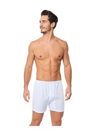 Resim Tutku Erkek Boxer Beyaz %100 Pamuk Penye Paçalı Külot 6 Adet Beyaz 