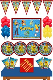 Resim Parti Furyası Pokemon Doğum Günü Konsepti Büyük Afişli 50x70 Cm 24 kişilik Pokemon Doğum Günü Seti 
