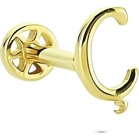 Resim Glorria Altın Ç Harfi Tragus Piercing Sarı 