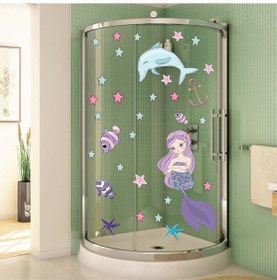 Resim Denizkızı Yunus ve Denizyıldızları Duşakabin ve Banyo Sticker 