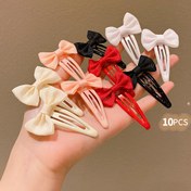 Resim 10 Paket LEMON LOVEO Kızlar için Sevimli Kelebek Saç Tokaları - Güvenli Tutuşlu Yumuşak Kumaş Fiyonk Saçtokaları, 10 Canlı Renk (Pembe, Turuncu, Kırmızı, Siyah, Beyaz, Bej, Açık Mavi, Koyu Mavi, Kahverengi, Sarı) Gençler & Kadınlar için Günlük ve Resmi Saç Modelleri 