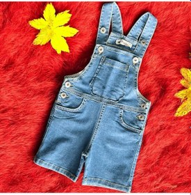 Resim Kot Şort Salopet Mavi 