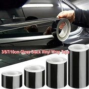 Resim 3/5/7/10cm * 500cm Parlak Desenli Vinil Film, Siyah PVC Su Geçirmez Çizilmeye Dayanıklı Yapışkanlı Bant - Araç İçi Kaplama, Kapağı ve Tavan Dekorasyonu için Evrensel Vinil Bant, Araba Filmi 