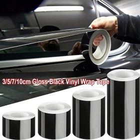 Resim 3/5/7/10cm * 500cm Parlak Desenli Vinil Film, Siyah PVC Su Geçirmez Çizilmeye Dayanıklı Yapışkanlı Bant - Araç İçi Kaplama, Kapağı ve Tavan Dekorasyonu için Evrensel Vinil Bant, Araba Filmi 