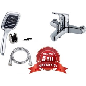 Resim altunithalat Banyo Bataryası Duş Seti Kare Siyah Duş Başlığı Batarya Set 