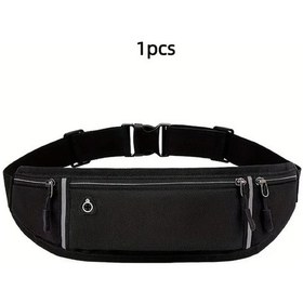 Resim Elmpaly Siyah 41x11cm Kadın Spor Bel Çantası - Gece Reflektif Koşu Fitness Siyah 