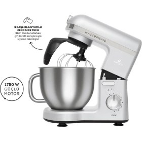 Resim Karaca 1750W Güç Mastermaid Chef Pro Çift Kollu Stand Mikser Pearl White Premium 6 Kademeli - Çırpma, Karıştırma, Yoğurma 
