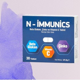 Resim N-immunics Vitamin C Beta Glukan ve Çinko İçeren Takviye Edici Gıda 30 Tablet 