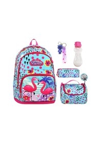 Resim 3 Göz Dream Flamingo Okul Çantası + Termal Beslenme + Kalemlik + Anahtarlık + Suluk Kız Sırt Çantası 