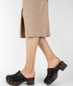 Resim LAL SHOES & BAGS Sabo Kadın Topuklu Terlik Hemşire Takunya-siyah 