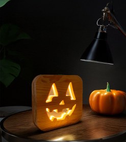 Resim üstel dekor Halloween Desenli Masif Led El Yapımı Dekoratif Gece Lambası 