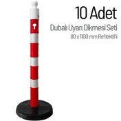 Resim İleri Trafik Dubalı Uyarı Dikmesi 80x1100mm Reflektifli 10`lu Set 