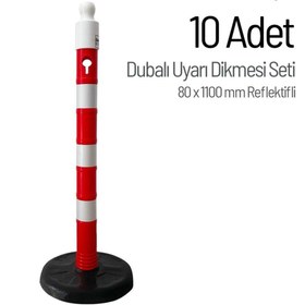 Resim İleri Trafik Dubalı Uyarı Dikmesi 80x1100mm Reflektifli 10`lu Set 