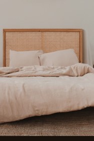 Resim Yıkanmış Keten Nevresim Seti Kum Beji - King Ebat 240x220 cm 