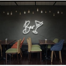 Resim Bar Yazılı Ve Şekilli Neon Tabela Beyaz 