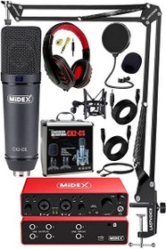 Resim Midex Functional Paket-4 Stüdyo Ekipmanları Mikrofon 4 Çıkış Ses Kartı Full Set 