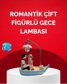 Resim Mey İthalat Sevgililer Günü İçin Romantik Çift Figürlü Dekoratif Gece Lambası Kırmızı 