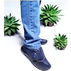 Resim Erkek Deri Merdiven Model Lastikli Şeffaf Şerit Günlük Ayakkabı Lacivert 