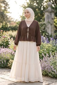 Resim CNG MODA Önü Bağlamalı Fırfırlı Kimono Gömlek 