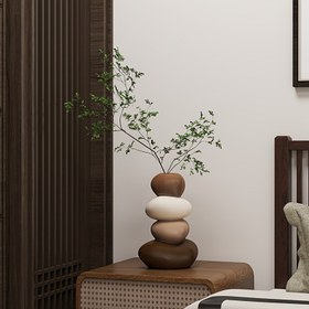 Resim 1 adet Vazo 1 Çift Geyik Reçine Heykel Seti El Sanatları Süsleri, Geometrik Vazo Temalı Dekorasyon, Vazo Su Depolama Değil, Sadece Dekorasyon Simülasyon Çiçekleri. Çeşitli Oda Tipleri İçin Uygun, Noel, Şükran Günü, Yeni Yıl ve Genel Tatil Dekorasyonu İçin Uygun, Güç Gerektirmez. 